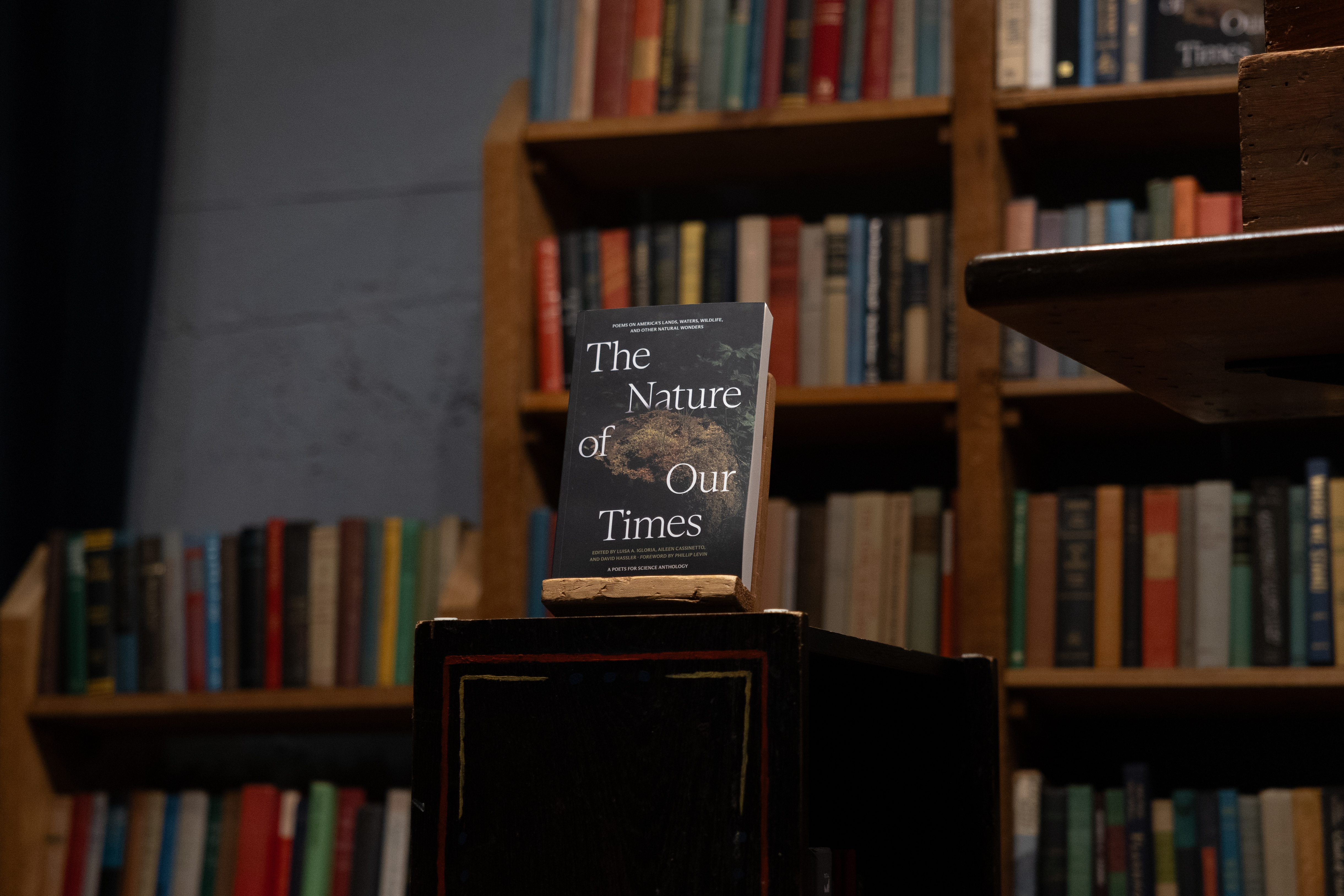 The Nature of Our Times anthology displayed at Elliott Bay Book Company